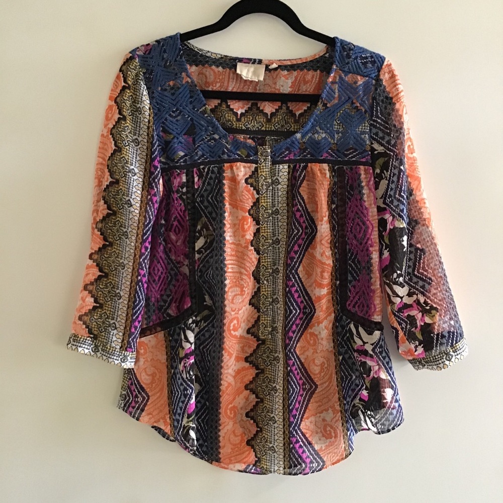 Anthropologie BoHo Tunic with Black Embroidery 10